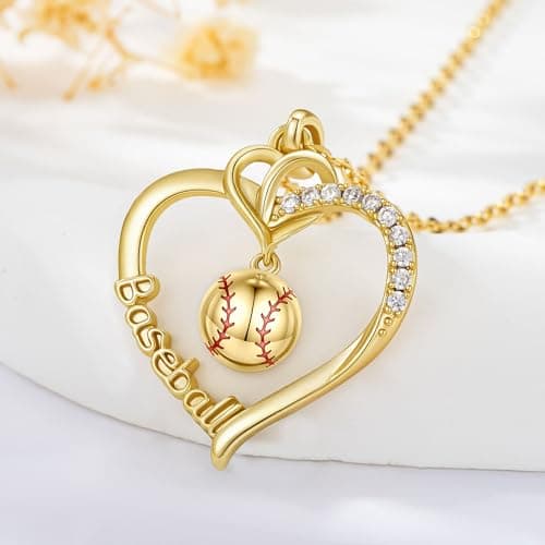Turandoss Baseball Necklaces for Women - Dainty 14K Gold Plated Baseball Necklace for Women Personalized CZ Sport Pendant Necklace for Sports Lovers Fans Teams Gold Jewelry Birthday Gifts for Her - Thumbnail 6