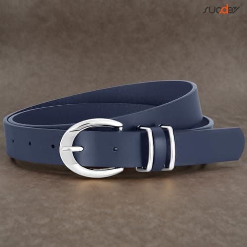 SUOSDEY Women Leather Belts for Jeans Pants Dresses Skinny Leather Belts with Gold Buckle - Thumbnail 5