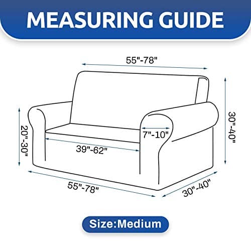 KEKUOU Stretch Loveseat Sofa Cover Slipcover,Couch Covers for 2 Cushion Couch Sofa (55"-78") Furniture Protector Sofa with Elastic Bottom for Kids,Dog. Jacquard Small Checked (Medium,Grey) - Thumbnail 4