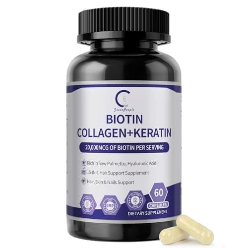 GPGP GreenPeople Biotin | Collagen | Keratin - Hair Growth biotin 20000MCG-Hair, Skin & Nails with Multivitamins & Minerals for Men & Women - 60 Capsules - Image 1