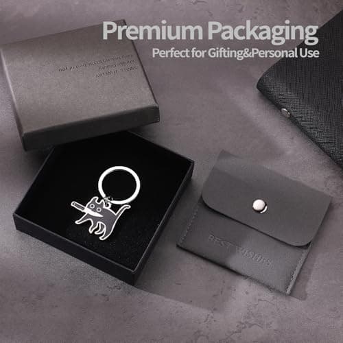 Yeedim Valentine'S Day Gifts - Cat Keychain For Teen Boys Teen Girls Women And Men - Black Cat Cool Stuff Accessories Funny Decor And Gag Gifts For Catty Lovers - Thumbnail 6