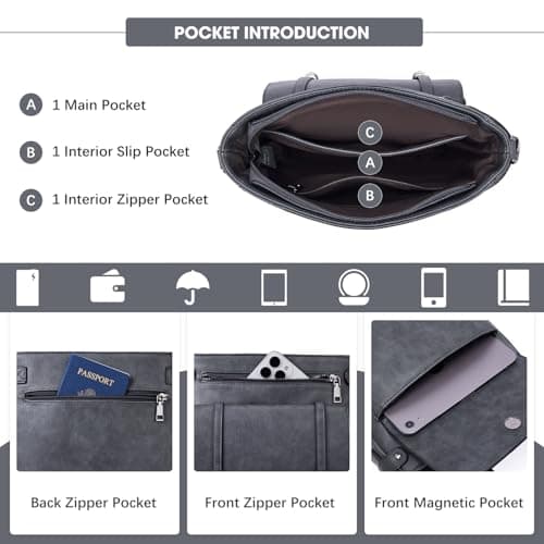 Roulens Crossbody Bags for Women,Multi Pocket Crossbody Purses Vegan Leather Shoulder Handbags Travel Purse Adjustable Strap - Thumbnail 3