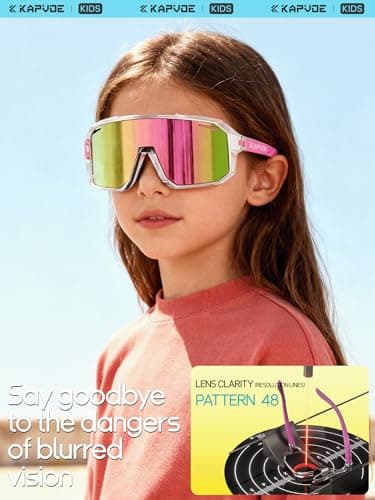 KAPVOE Kids Baseball Sunglasses Polarized for Boys Girls 6-14, Youth Baseball Sunglasses UV400 with Lightweight TR90 Frame, Adjustable Nose Pads for Softball Cycling Running - Thumbnail 6