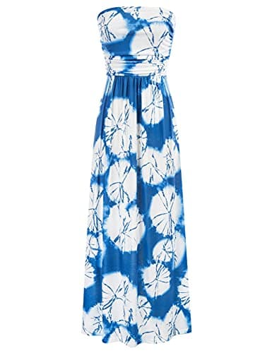 GRACE KARIN Women Strapless Dress Casual Loose Ruched Long Maxi Dress with Pockets - Image 1