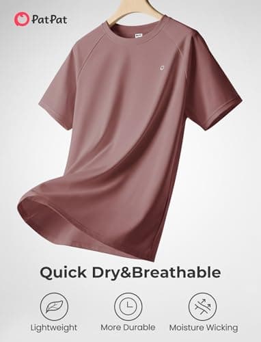 PATPAT Workout Shirts for Men Athletic Running Shirts Gym Quick Dry Short Sleeve Performance Moisture Wicking T Shirt, Red Brown, XXL - Thumbnail 4