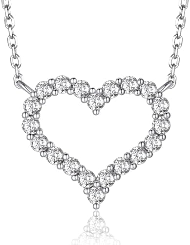 MomentWish Heart Necklace, Gifts for Birthday, 0.6CT Moissanite Love Necklace for Women, D Color VVS1 Moissanite 14K Gold Plated 925 Sterling Silver Necklace Anniversary Christmas Gift for Her - Image 1