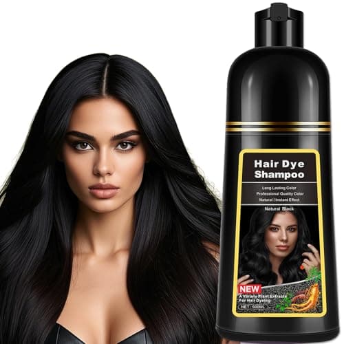 Dark Black Hair Dye Shampoo Instant 3 in 1 for Gray Hair Coverage - Herbal Formula, Semi-Permanent Hair Color in 10 Minutes, Lasts 30 Days, 100% Grey Coverage Shampoo for Men & Women (16.9 Fl Oz)