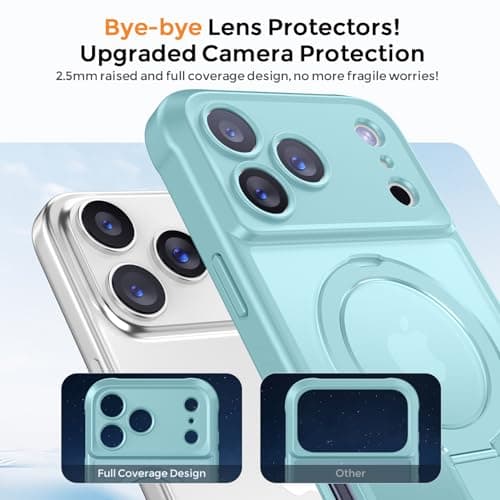 MOCCA Design for iPhone 17 Pro Max Case, Compatible with Magsafe [Premium Invisible Magnetic Ring Stand] [Military Drop Protection] Full Camera Guard Translucent Matte Slim Phone Cover 6.9",Blue - Thumbnail 3