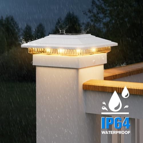 VOLISUN Solar Fence - Post Lights, Solar Post Cap Light Outdoor Waterproof 12pack, White Deck Cap Light Solar Powered, for 4x4 5x5 6x6 Wooden/Vinyl Post - Thumbnail 4