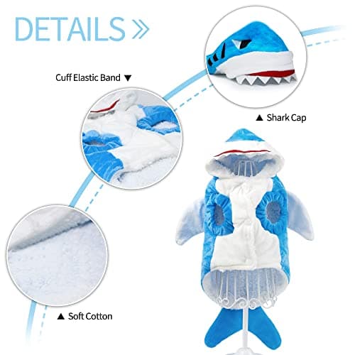 NACOCO Pet Shark Costume Clothes, Cute Christmas Dog Apparel Outfit for Large Dogs, Fall and Winter (Blue, 5XL) - Thumbnail 5