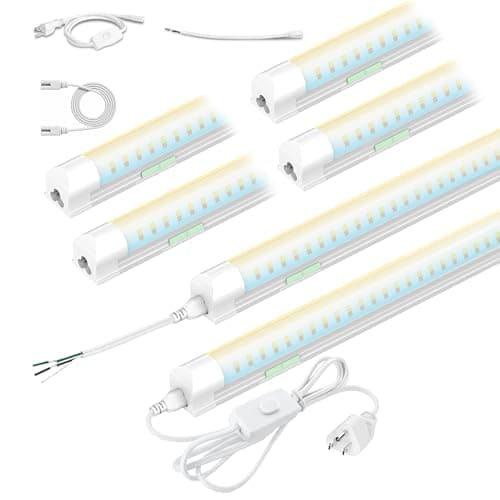 Zi-ZOHNSON 6 Pack Dimmable 4 Foot Led Shop Light,30W 3900LM 3000-6500K Tunable,T8 Integrated LED Tube Light,Clear Cover Linkable Shop Lights for Workshop,Garage,Basement,Supermarket,Barn - Image 1