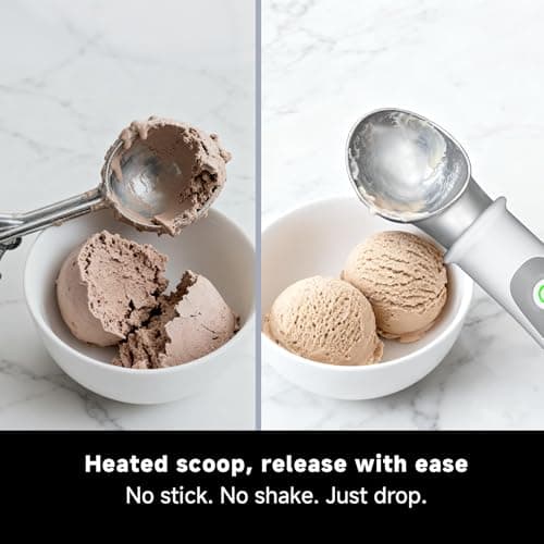 SEAINGO Heated Ice Cream Scoop - Rechargeable, ON/OFF Safety Lock Switch, Two Warming Modes, Ergonomic Handle, Electric Kitchen Tool Nonstick Scooper for Gelato, Frozen Yogurt, Sorbet & More - Thumbnail 4