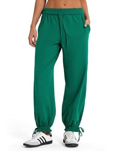 MOOSLOVER Women Inner Drawstring Jogger Pants Cotton Casual Lounge Athletic Lightweight Sweatpants(S,Green) - Image 1