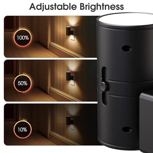 Briignite Night Lights Plug into Wall, Modern LED Night Light Plug in, Dusk to Dawn Sensor, Soft White 3000K, 0-100LM Adjustable Brightness, Dimmable NightLight for Hallway, Bedroom, Stairway, 2 Pack - Thumbnail 3