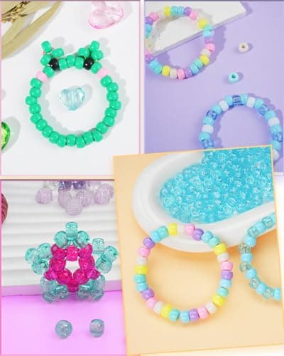 BestNow Pony Beads 2600+pcs 50+ Colors Plastic Beads for Kandi Bracelets Making Hair for Braids Colored for DIY Craft Jewelry Bracelets Making Hair Braiding Keychains - Thumbnail 5