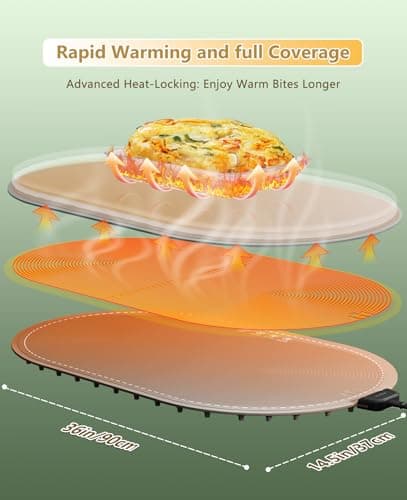 Food Warming Mats for Countertop Extra Large(XXL 36"x15"),Electric Heating Pad for Food,Roll Up Silicone Warmer Mat for Party and Kitchen,Practical Cooking Birthday Gift for Mom and Women(Gray) - Thumbnail 4