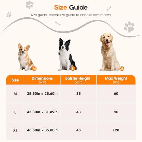 Elevated Dog Bed with Removable Fluffy Pillow Cushion, Raised Pet Cot Washable Bolster, Dog Couch Sofa, Anti Slip Feet, Breathable Mesh, Matte Black, 36"×26" - Thumbnail 6