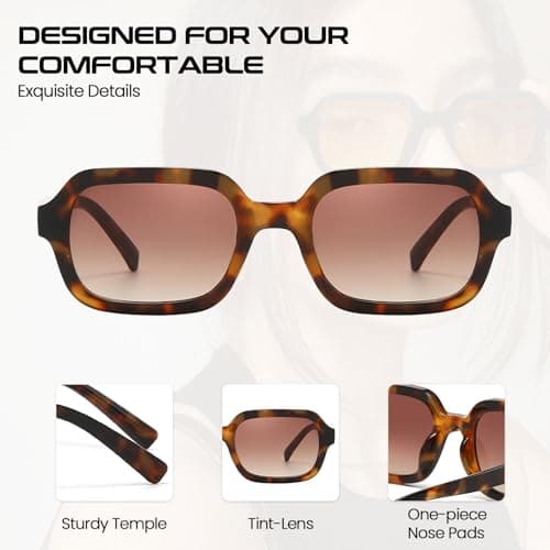 SODQW Trendy Square Sunglasses for Women 2025, 90s Vintage Designer Ladies Shades Fashion Sun Glasses - Thumbnail 3