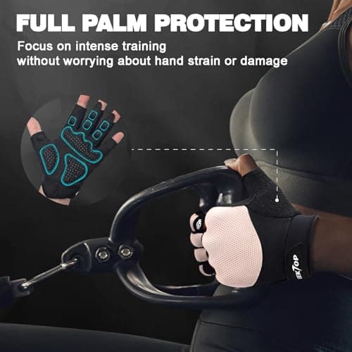 Seektop Breathable Workout Gloves for Women & Men, Thick Padded Weight Lifting Gloves, Full Palm Protection, Excellent Grip for Gym Fitness and Training, Exercise, Cycling - Thumbnail 4