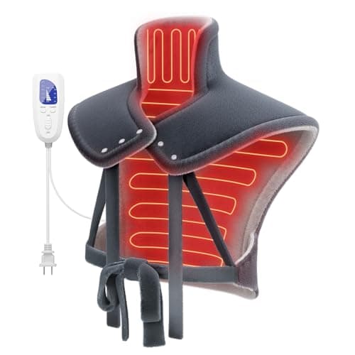 reliefRX Snug-Fit Heating Pad for Neck, Shoulders & Back - 4-Strap Ultra Secure Fit, CoreMatrix™ Rapid Heating, Pain Relief, Soft Washable Fabric, Gift for Women, Men & Mom, 6 Heat, 4 Timers- Gray - Image 1