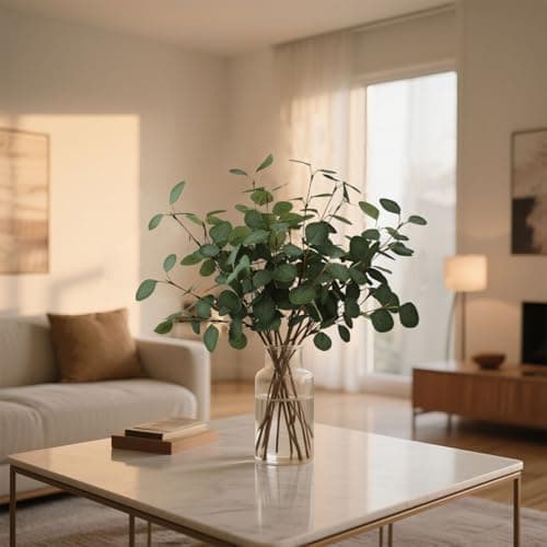 siqifloral 4pcs 23.62" Artificial Flowers Realistic Faux Eucalyptus Greenery Stems Fake Flowers Leaves for Vase, Mother's Day Decoration Table Centerpiece Decor - Thumbnail 5