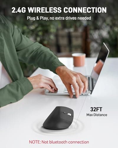 acer Ergonomic Mouse Wireless, Adjustable DPI Vertical Mouse 1000/1200/1600 with 6 Buttons, Rechargeable Ergo Mice, Medium to Large Sized Hands, 2.4GHz USB Receiver for Computer, Laptop, PC - Thumbnail 3