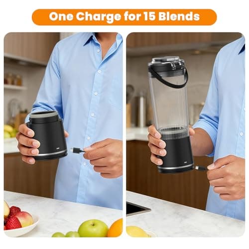 Kourice Personal Size Portable Blender for Shakes & Smoothies, 16oz Mini Small Smoothie Blender with On Go Lid & Sip Lid, 26000RPM Rechargeable Cordless Electric Blender for Travel Gym Office - Thumbnail 6