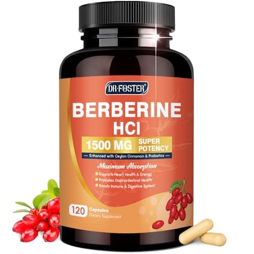 DRFOSTER Berberine HCL 1500mg, Berberine Supplement with Ceylon Cinnamon, Magnesium & Probiotics - Supports Gut Health & Immune System, Non-GMO, 120 Capsules - Image 1