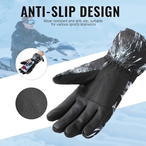 apaepr Winter Ski Gloves for Men & Women, Waterproof Insulated Cold Weather Work Gloves, Touchscreen Snow Gloves for Skiing, Snowboarding, Running, Cycling, Winter Work (Large, Camouflag Balck) - Thumbnail 3