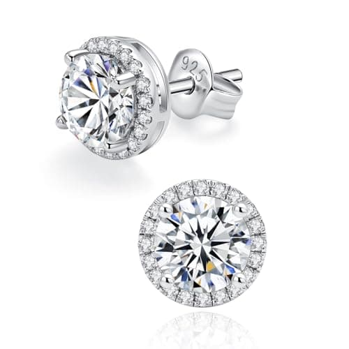 IMOLOVE Moissanite Stud Earrings with 2.4CT D Color Lab Created Moissanite Halo Earrings in Sterling Silver Trendy Earrings for Women Men-1 - Image 1