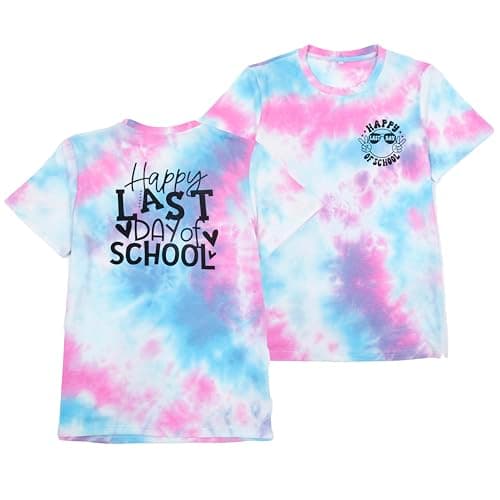 Last Day of School Teacher Shirt Funny Teacher Tshirts Teachers Day Tees Teacher Life Casual Tops Purple Tie Dye - Image 1