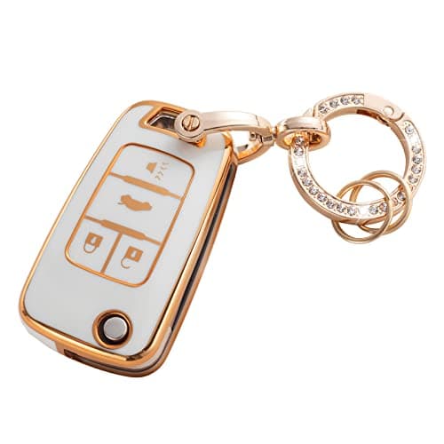RUABIBAN Key Fob Cover Compatible with Chevy, Soft TPU Key Case Protection Shell Fit for Chevrolet Equinox Camaro Cruze Malibu Sonic Smart Key Case - Image 1