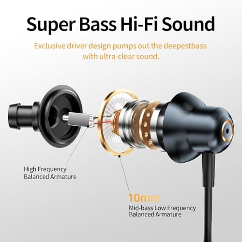 BYZMODLX ENC Noise Cancelling Wired Earbuds, Hybrid Driver Wired Headphones with 3.5mm Jack, Microphone Hands-Free Calls in-Ear Headphones for iPhone 16/15/PC - Thumbnail 2