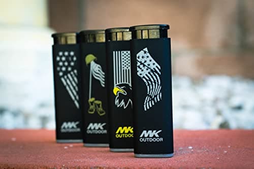 MK Lighter Outdoor Series Alpine Set 5-Pack Assorted Design Multipurpose Refillable, Windproof Flame, Slip Guard Candle & BBQ, Prepping & Camping Supplies, Survival Lighters (Freedom) - Thumbnail 5