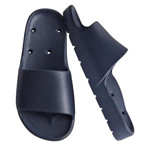 GETOEU Arch Support Shower Shoes for Women and Men Quick Drying with Drain Holes Slide Sandals Soft Cushioned Anti-Slip Pool Slides Comfort Bathroom Shower Slippers,Navy - Image 1