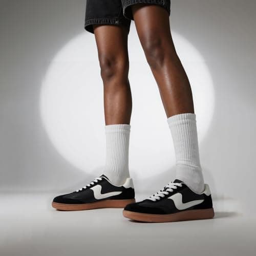 Tigeridea Black Sneakers for Women Business Casual Comfortable Tennis Shoes Lace up Slip on Women's Fashion Sneakers Size 9.5 - Thumbnail 2