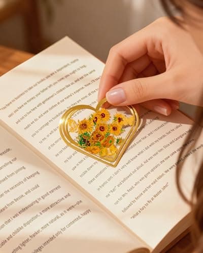 HOMTEK 4pcs Metal Clip Heart Bookmarks for Reading Women, Van Gogh Monet Oil Painting Cute Hollow Butterfly Corner Page Book Marks for Women,Teachers Students,Reading Accessories Gifts for Book Lovers - Thumbnail 3