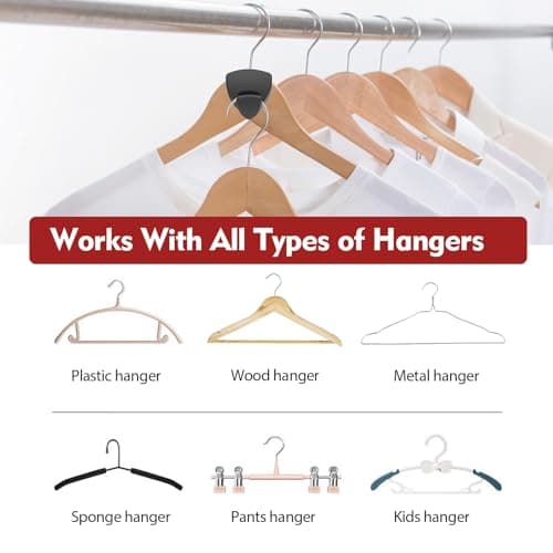 Latoxcaa Space Saving Hanger Hooks 20Pcs, Upgrade Heavy Duty Space Saver Hangers Connector Hooks for Clothes, Premium Hanging Closet Organizer for Dorm, Ganchos para Colgar Ropa, Black - Thumbnail 3