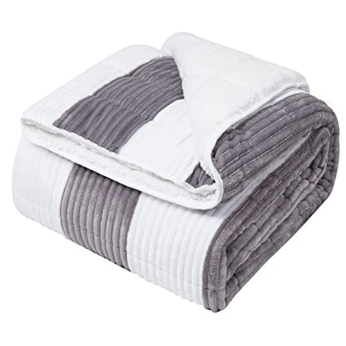 Sherpa Weighted Blanket for Adults 15lbs, 48"x72", Twin Full Size Fuzzy Heavy Throw Blanket for 120-160lbs, Microfiber Soft Thick Big Blankets Weighted Comforter Breathable Gift for Sleeping, Grey - Image 1