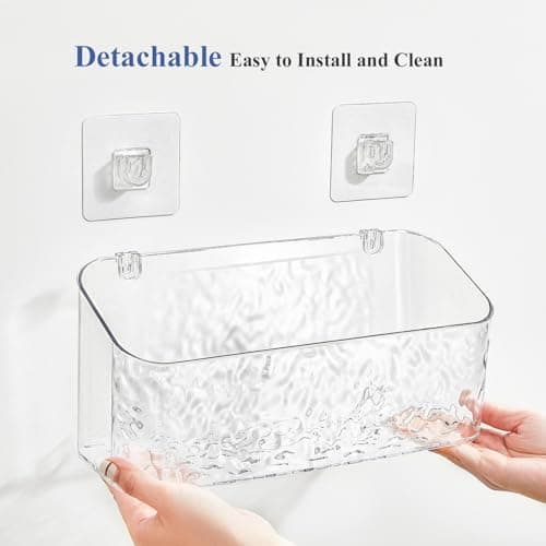 Eunion Bath Toy Storage Organizer, Bathtub Toy Storage Holder, Large Capacity Wall Mounted Shower Caddy Shower Organizer, No Drill Shelves Basket, Wave, 2 Pack - Thumbnail 5