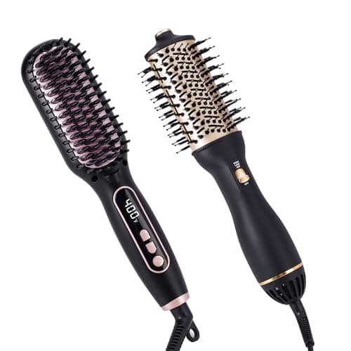 Hupifaz Hair Dryer Brush & Straightening Brush Set, Ionic Styler and Heated Hair Tool, Blow Dryer Brush and Hot Air Straightener for Effortless Styling, Frizz-Free Volume