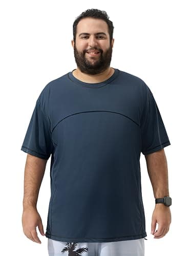 Arcweg Mens Big and Tall Swim Shirt UPF 50+ Sun Protection Rash Gard T-Shirt Quick Dry XL-6XL Dark Blue - Image 1