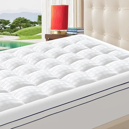 ABENE Mattress Topper for Back Pain Relief, Extra Thick Mattress Pad Pillowtop, Soft Cotton Cover with 8"-21" Deep Pocket, 1300gsm Overfilled Down Alternative Filling (Cotton White, Twin) - Image 1