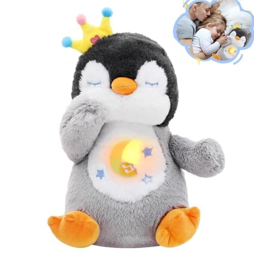 FATIRO Breathing Stuffed Animal, Soothe Snuggle Penguin Plush for Anxiety, Breathing Buddy with Interactive Realistic Breathing Motion & Gentle Snoring Plush for Babies Kids and Adults (Penguin)