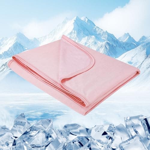 Danctec Cooling Blanket Twin for Night Sweats, Summer Double Side Throw for Hot Sleepers, Arc-Chill Q-Max>0.4 Cool Fiber for Bed Couch Sofa, Lightweight, Comfort, Thin, Single Size, 59x79 inch, Pink - Image 1