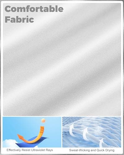 Men's UPF 50+ Swim Shirts, Sun Protection Short Sleeve Rash Guard, Quick Dry T-Shirt for Fishing and Surfing White - Thumbnail 5