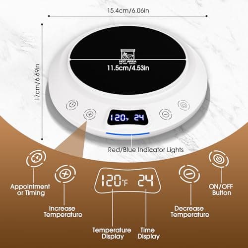 Sourdough Starter Warmer Mat, Precise 1°F Thermostat Control (70-120°F) Sourdough Heating Mat, Warmer for Sourdough Starter, 0-24h Timer, Auto On/Off, Memory Function (White) - Thumbnail 4
