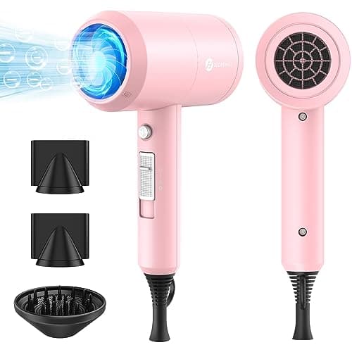 slopehill Professional Ionic Hair Dryer, Powerful 1800W Fast Drying Low Noise Blow Dryer with 2 Concentrator Nozzle 1 Diffuser Attachments for Home Salon Travel (Pink) - Image 1