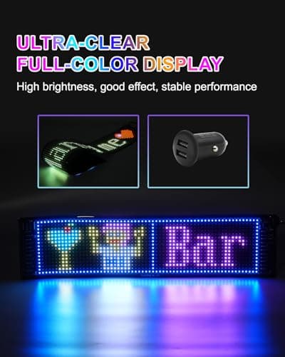 wooaismart Programmable LED Scrolling Sign - Full Color Display Board with Bluetooth APP Control - Custom Text & GIF Patterns - Perfect for Business Advertising & Car Displays (Full Color, 15" x 4") - Thumbnail 5