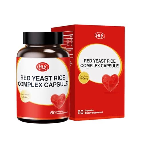 HUJ Red Yeast Rice Complex Capsule - Contains Red Yeast Rice Powder, Plant Sterols & Vitamin K2 - Maintain Healthy Cholesterol Levels and Supports Cardiovascular Health - 60 Capsules